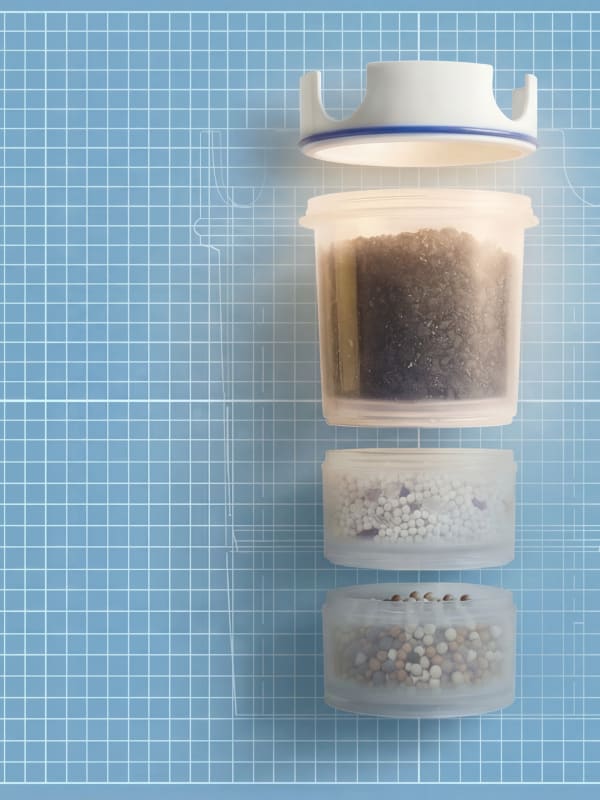 Cartouche filtrante MAUNAWAI K8, l'étage supérieur est mis en évidence visuellement